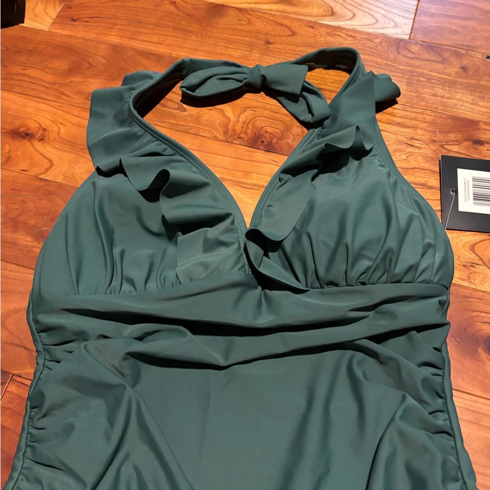 Ellen Fisher Green Halter Swimsuit